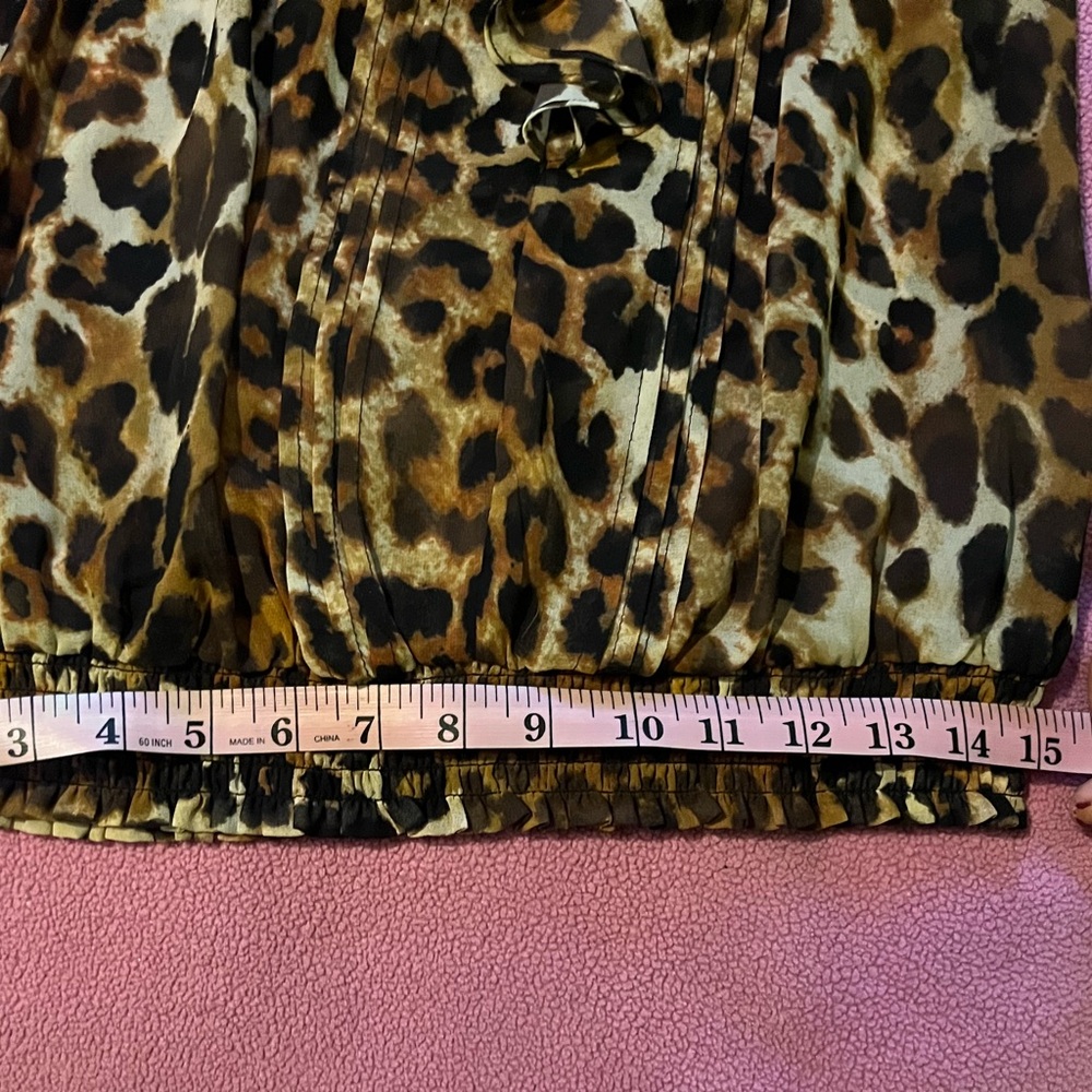 Express Leopard Print Ruffle Top Sheer Size XS - Picture 7 of 12